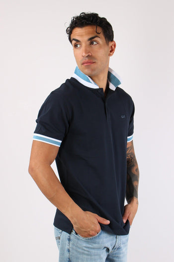 Polo Collo Bicolor Blue Navy - 6