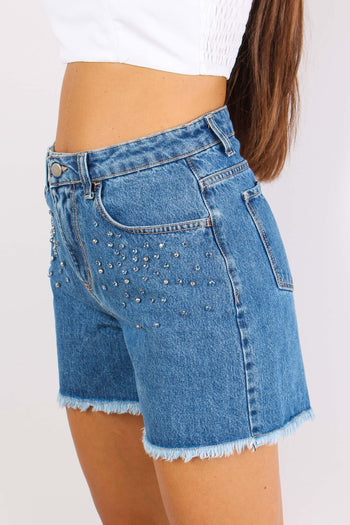 Short Denim Strass Borchie Denim - 3