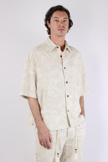 Camicia Manica Corta Ricamo Ecru - 6