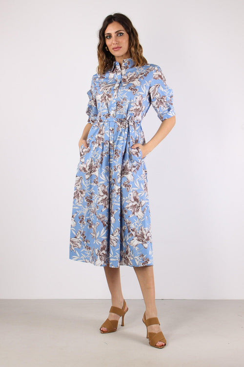 Chemisier Cotone Fantasia Blu Wave