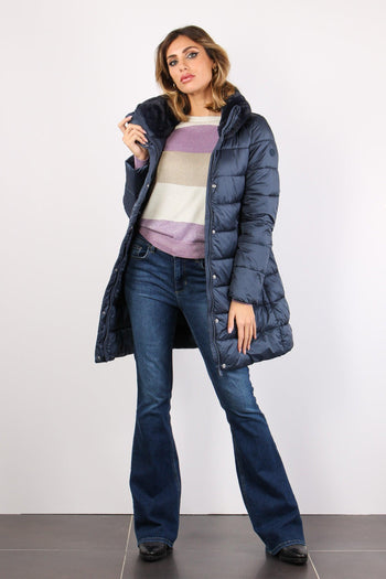 Dalea Cappotto Collo Pellicc Night Blue - 4