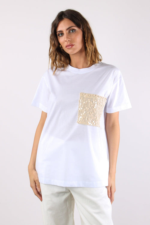 T-shirt Taschino Paillettes Bianco