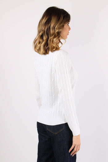 Maglia Girocollo Treccia Bianco - 6