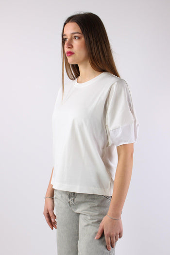 T-shirt Manica Fondo Popeline Panna - 3