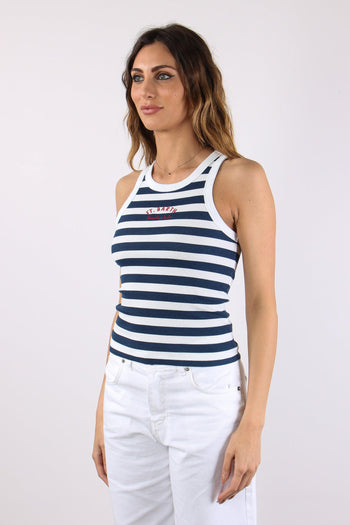 Top Costina Riga Bianco/blu - 3