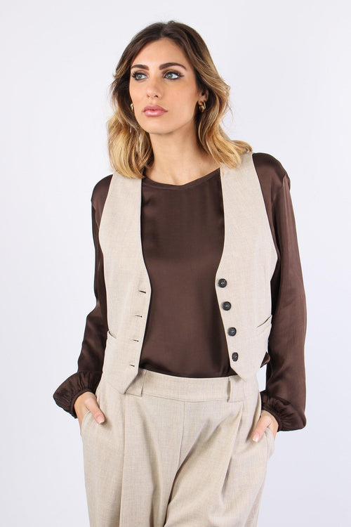 Gilet Bottoni Flanella Ecru - 2