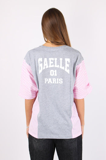 T-shirt Inserto Camicia Grigio Melange - 3