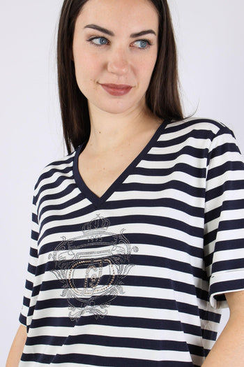 T-shirt Riga Scollo V White/blue - 8
