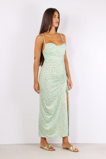 Abito Arriccio Fantasia Fiori Azzurro - 6