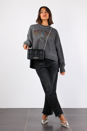 Felpa Vintage Rock & Roll Nero Slavato - 6