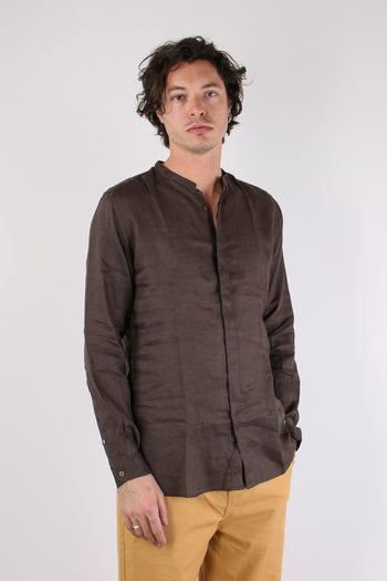 Camicia Coreana Lino Caffe - 5