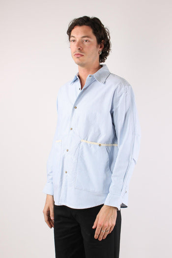 Giacca Camicia Riga Bianco/blu - 3