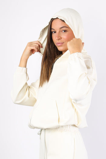 Felpa Corta Zip Modal Off White - 6