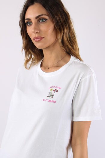 T-shirt Scritta Ricamo Strass Sole - 3