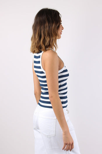 Top Costina Riga Bianco/blu - 6