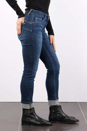 Jeans Monroe Risvolto Strass Denim Blue Winner - 4