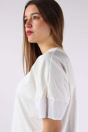 T-shirt Manica Fondo Popeline Panna - 7