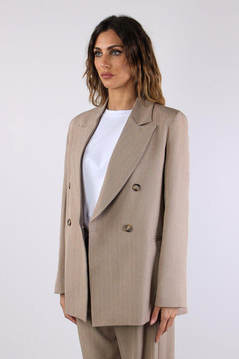 Giacca Doppio Petto Filo Lurex Beige - 3