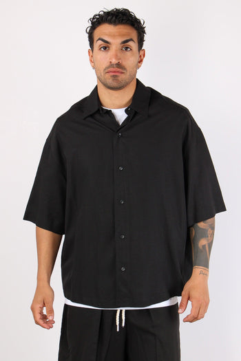Camicia Mc Viscosa Lino Nero - 2