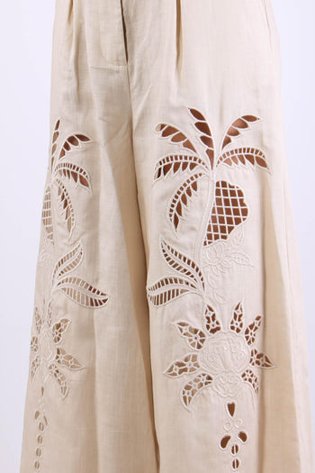 Pantalone Lino Palazzo Pences Ecru - 6