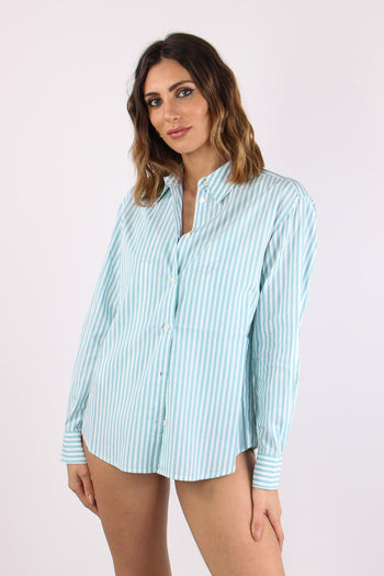 Camicia Slim Riga Ricamo Schiena Bianco/verde - 2