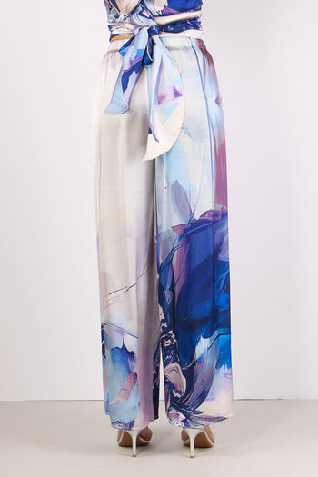 Pantalone Palazzo Fantasia Blu - 3