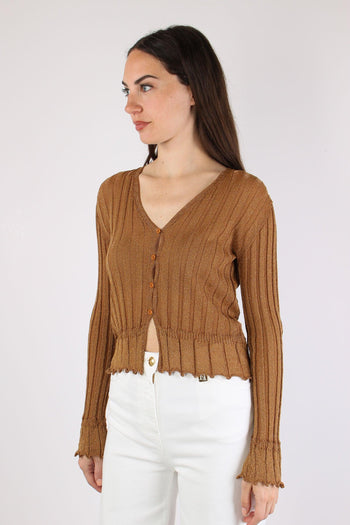 Cardigan Lurex Cammello - 3