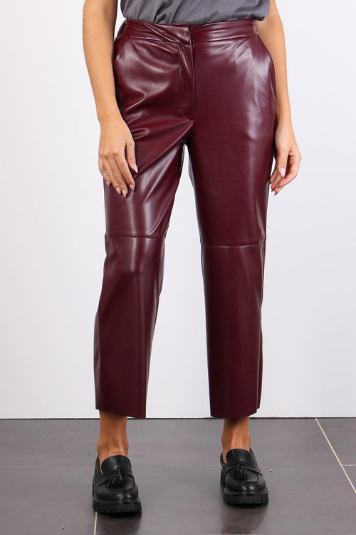 Pantalone Cropped Ecopelle Bordeaux - 2