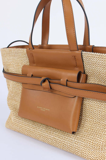 Belty Shopping Mini Rafia Naturale/cuoio - 4