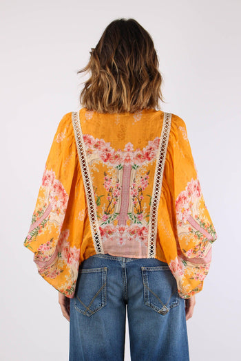 Camicia Cropped Manica Ampia Arancio - 5