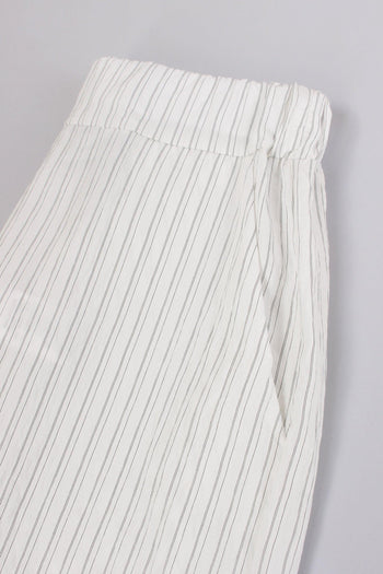 Pantalone Palazzo Viscosa Riga Panna/nero - 6