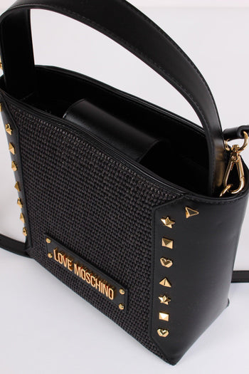 Shopping Verticale Paglia Borc Nero/nero - 5
