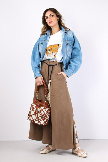 Gonna Lunga Viscosa Lino Desert - 5