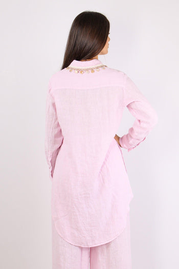 Camicia Lino Passamaneria Coll Rosa - 4