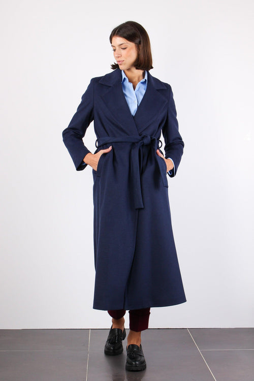 Cappotto Lungo Vestaglia Blu Notte