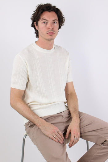 T-shirt Cotone Lavorato Panna - 2