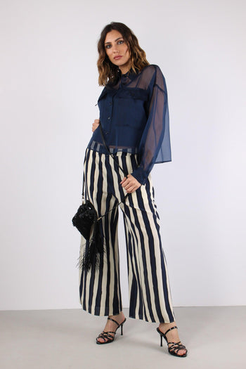 Colomba Camicia Seta Blu - 5