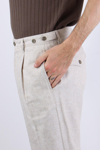 Orzo Pantalone Misto Lino Sabbia - 7