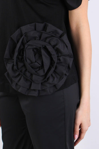T-shirt Tasche Fiore Nero - 7