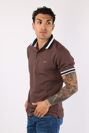 Polo Collo Bicolor Marrone - 5
