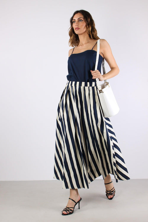 Uomo Gonna Cotone Riga Bianco/blu