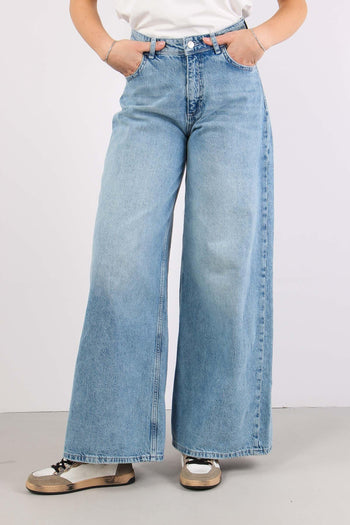 Denim Maxi Palazzo Vita Alta Denim Chiaro - 2