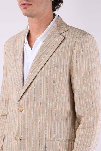 Giacca Riga Jacquard Beige - 7