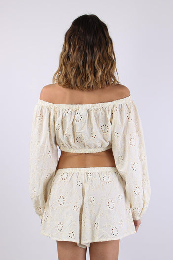 Top Sangallo Inserto Paillettes Ecru - 4