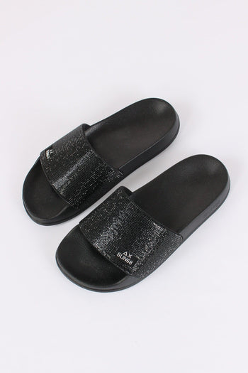 Ciabatta Fascia Strass Nero - 5