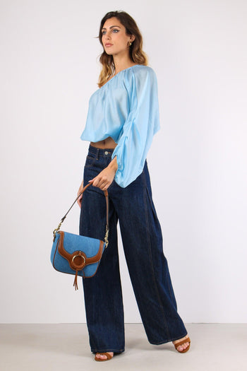 Blusa Monospalla Mussola Azzurro - 5