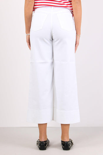 Pantalone Bull Crop Orlo Alto Bianco - 4