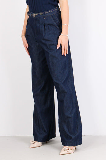 Pantalone Flare Chambry Denim Blue Dark - 3