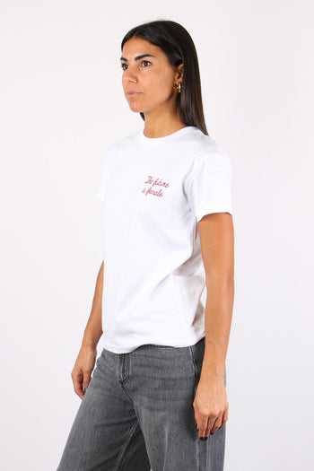 T-shirt Ricamo The Future Is Bianco - 5