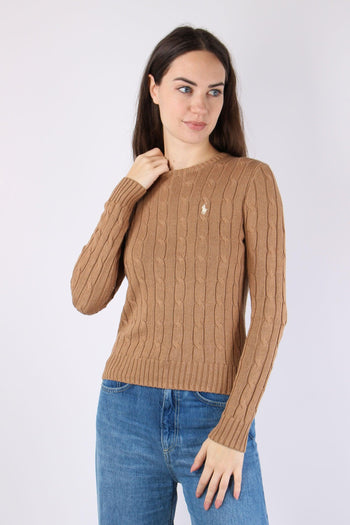 Pullover Trecce Cotone Camel Melange - 2